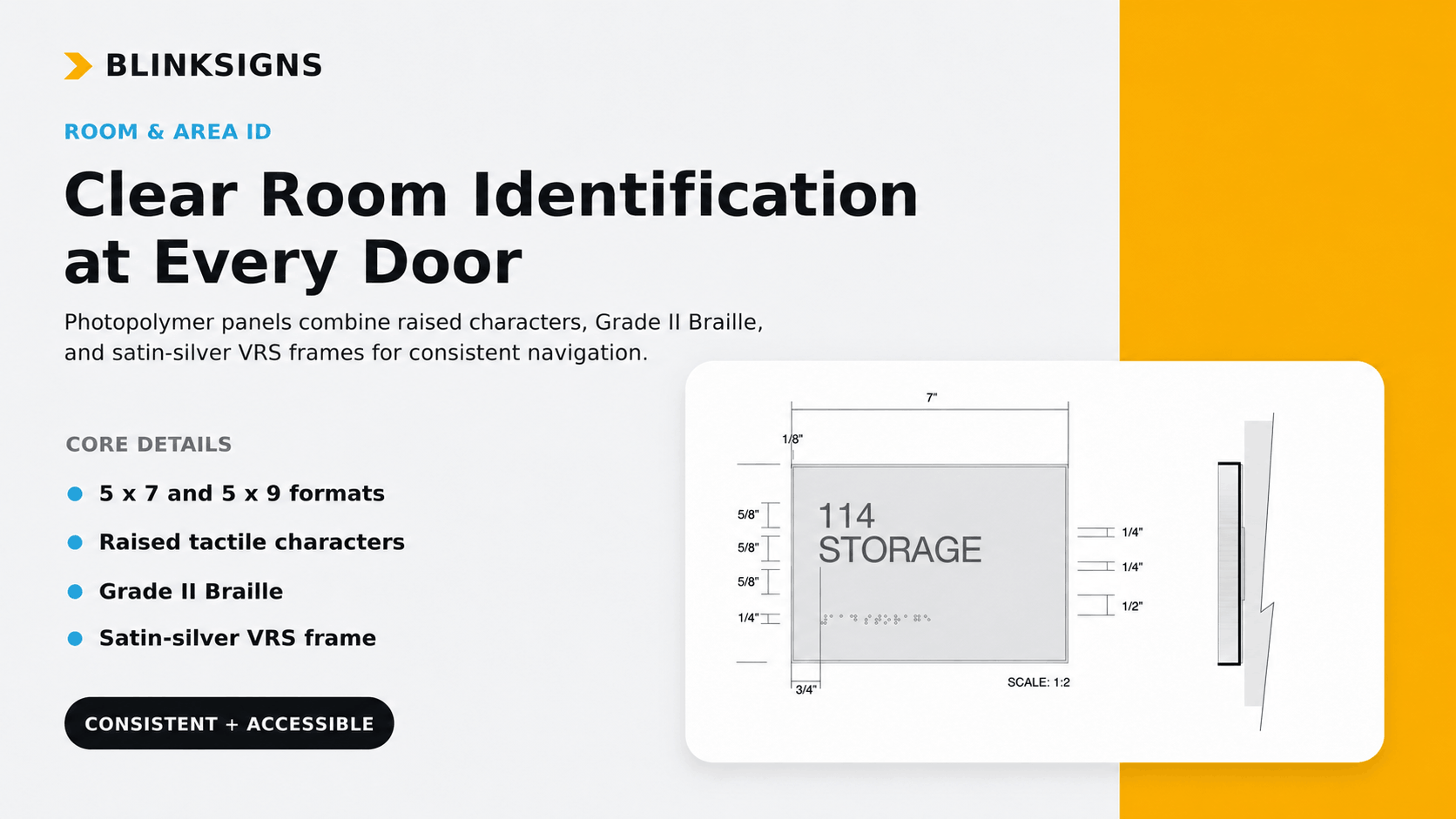 ADA compliant photopolymer room identification tactile sign blueprint with Grade 2 Braille for Amazon New Albany, OH